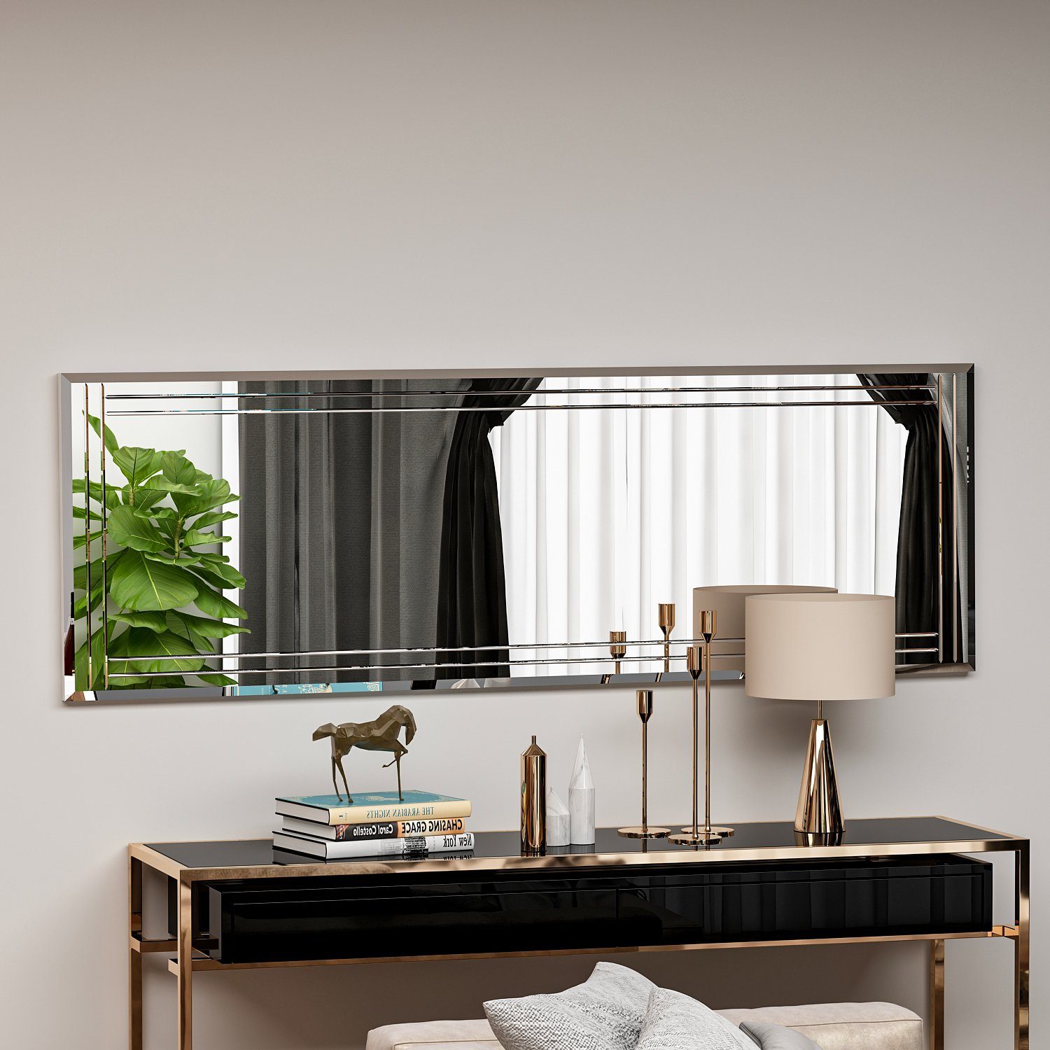 moebel17 Spiegel Spiegel Buhem 40x120cm (Einzelmöbel, 1-St., Wandspiegel ohne Rahmen), Modern, rahmenlos, Muster im Glas, pflegeleicht