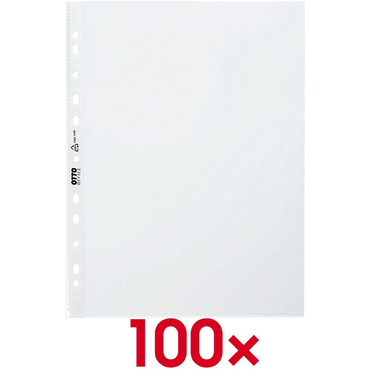 Otto Office Prospekthülle Standard, 100 Stück, glasklar, Format A4, Multilochung, Öffnung oben