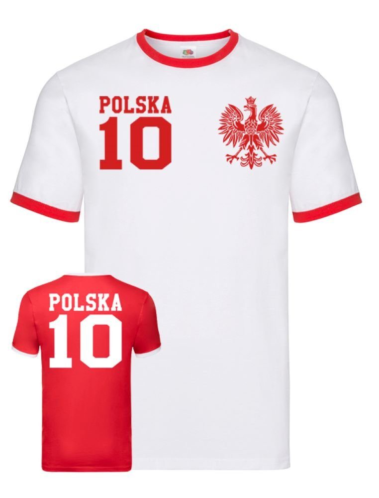 Blondie & Brownie T-Shirt Herren Polen Polska Sport Trikot Fußball Weltmeister WM Europa EM Rot/Weiss