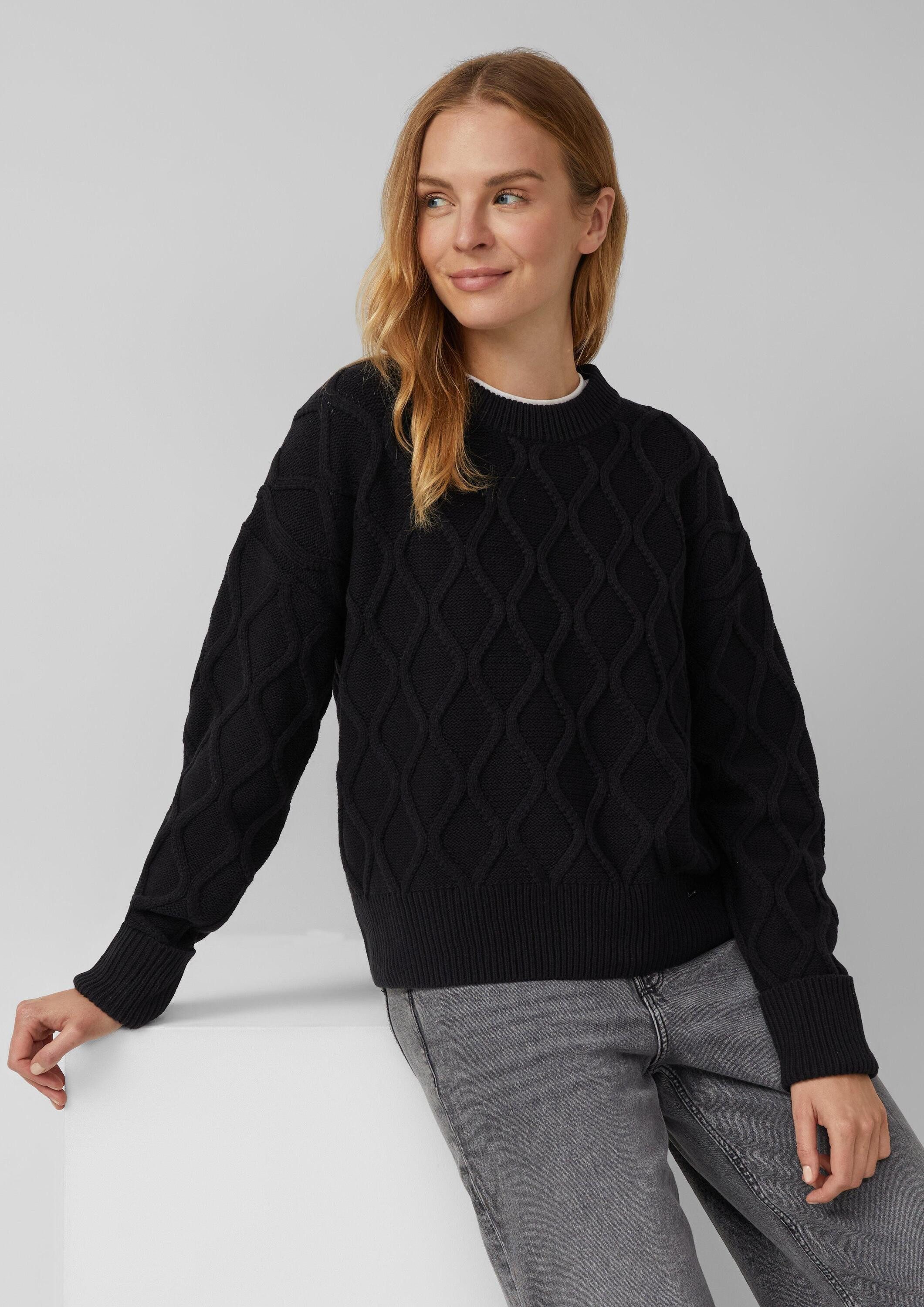 s.Oliver Longpullover Strickpullover Pullover im Relaxed Fit mit Zopfmuster günstig online kaufen