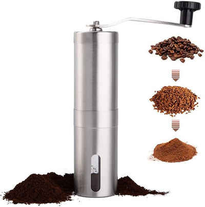 Hiwest Kaffeemaschine mit Mahlwerk Tragbare Handkurbel-Kaffeemaschine aus Edelstahl