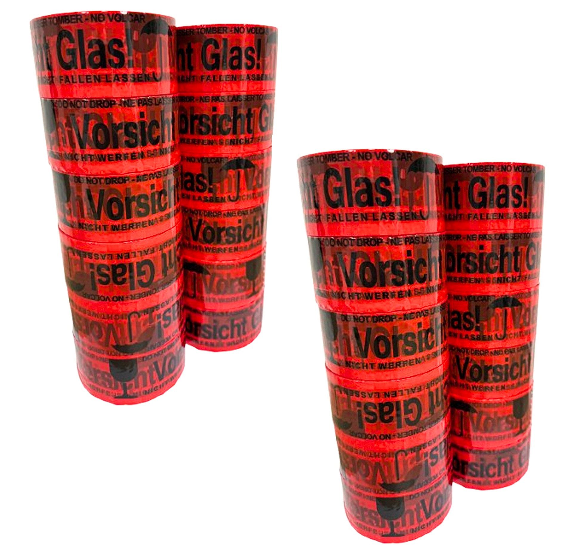 BAYLI Klebeband 144 Rollen PP Klebeband Vorsicht Glas 48mm x 66m - Warnband - starkes