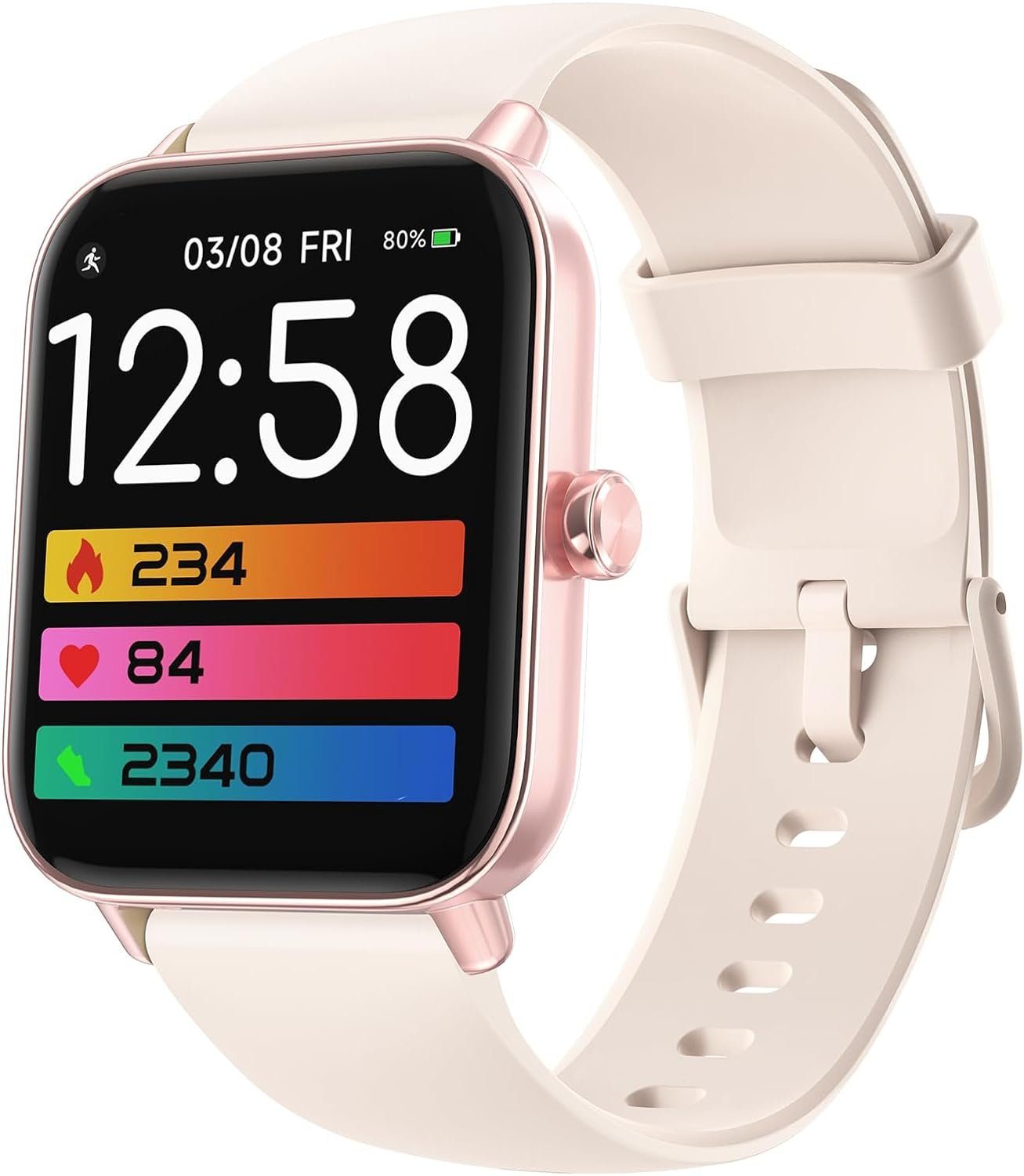 Amzhero Smartwatch (1,8 Zoll, Android iOS), Alexa Integriert Fitnessuhr  Fitness Tracker 100 Sportmodi Wasserdicht
