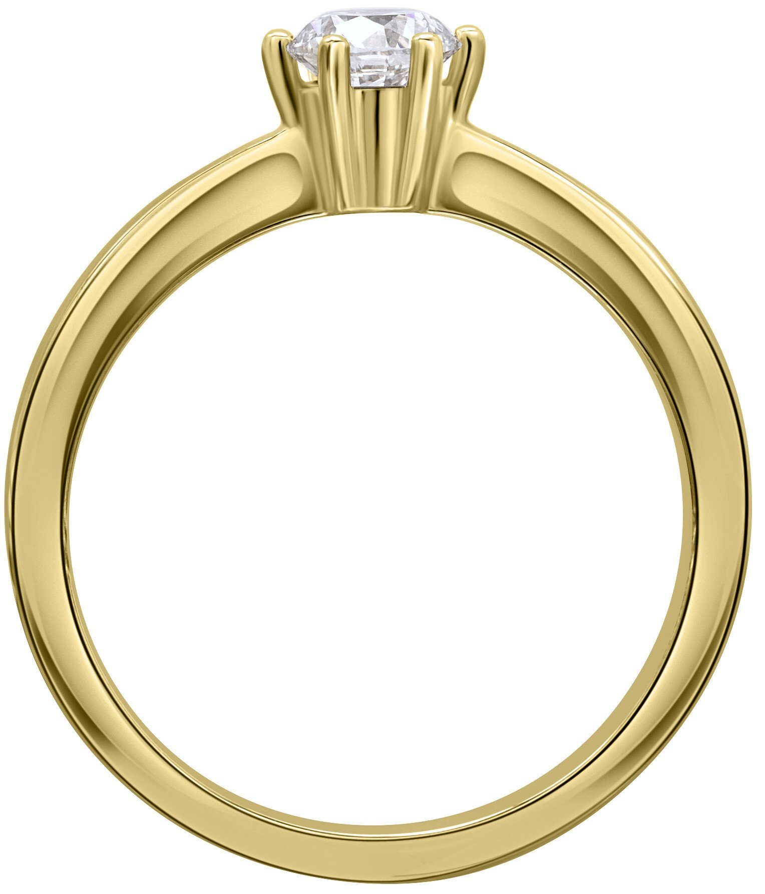 Brillant Damen ct Diamantring ONE 0.25 585 ELEMENT Diamant Gelbgold, Ring Schmuck aus Gold
