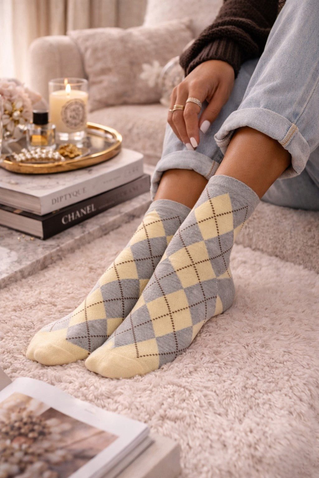 Socken Damen Karosocken 37–41 – Baumwolle, Bequem, Kariert, Stylische Socken