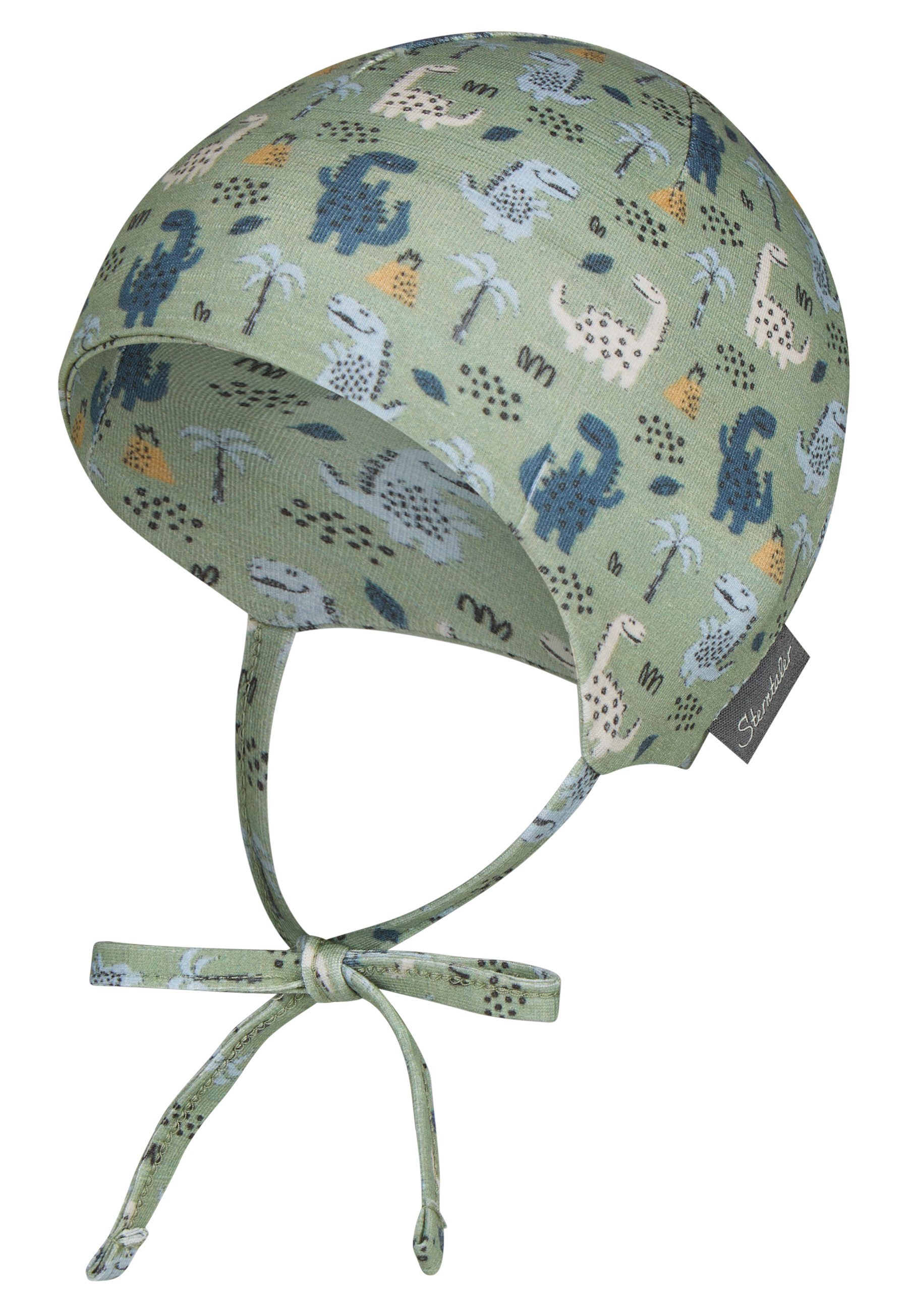 Sterntaler® Beanie UV-Schutz 50+ Beanie Dinokinder (1-St) Beanie aus Flammgarn mit Dinokindern, Ohrenklappen & Bindeband