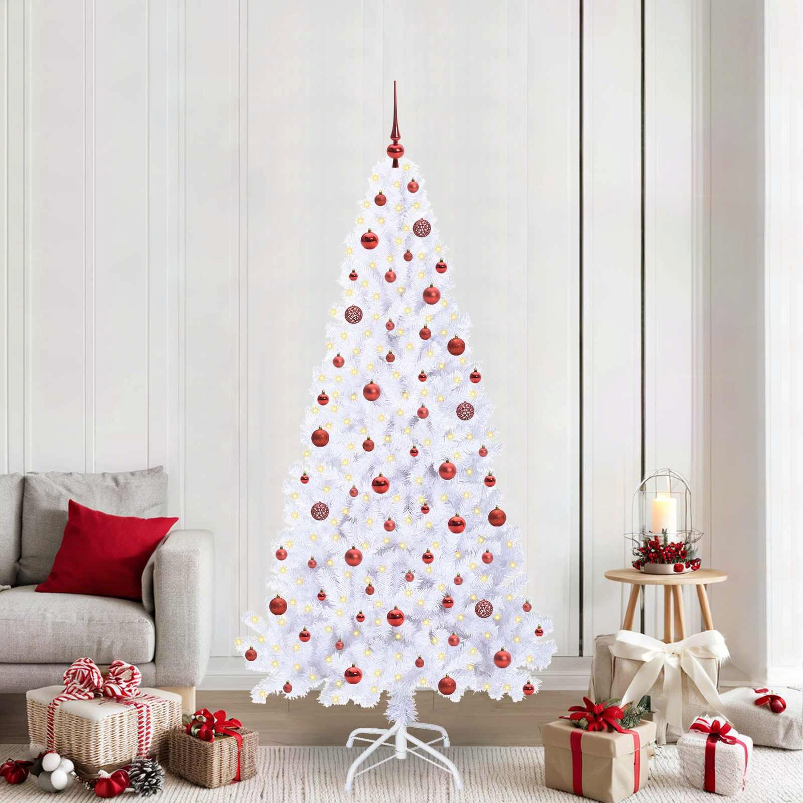vidaXL Künstlicher Weihnachtsbaum Künstlicher Weihnachtsbaum Weiß 210 cm PVC und Stahl