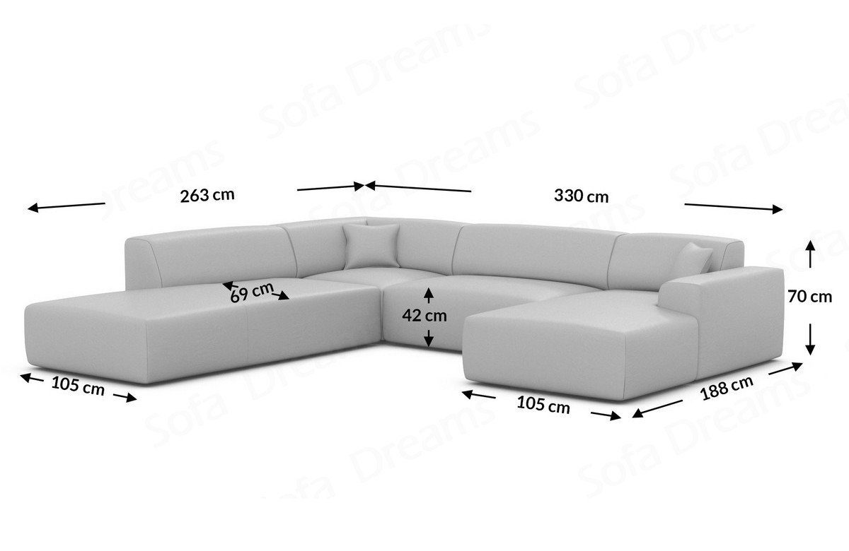 Strukturstoff Modern, Stoffsofa Designer Lounge U Dreams Sofa Sofa Wohnlandschaft beige02 Mallorca U-Form Loungesofa