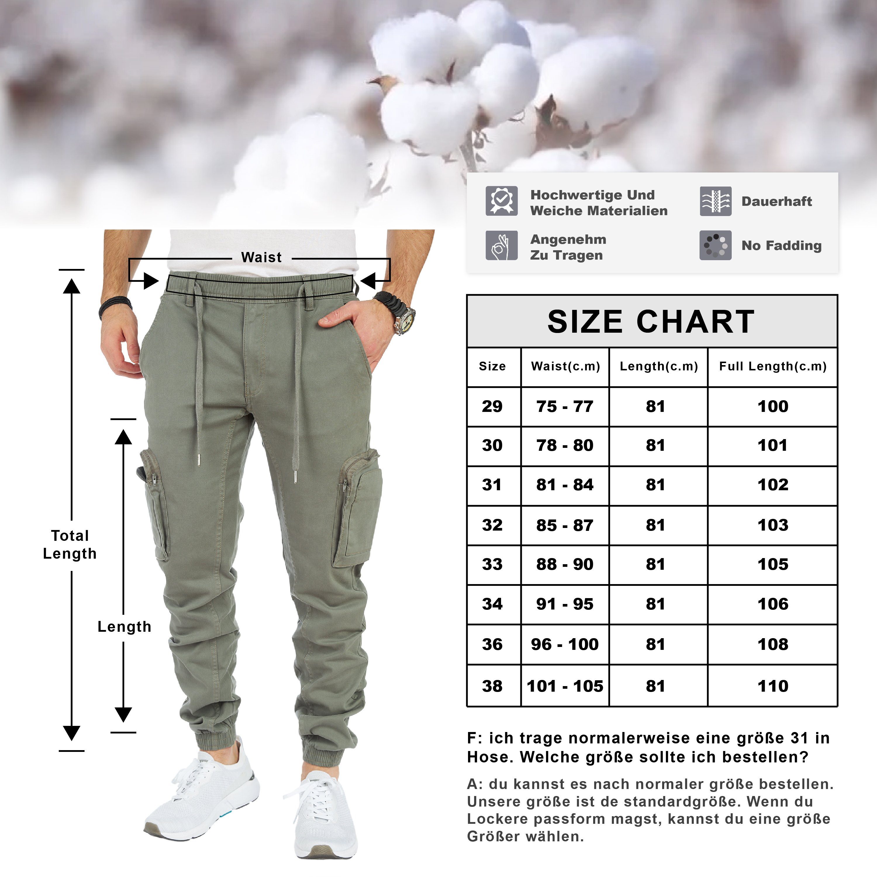 Styleko Cargohose 8012 Styleko Cargohose Herren Cargohose männer Cargohose Chino Hose
