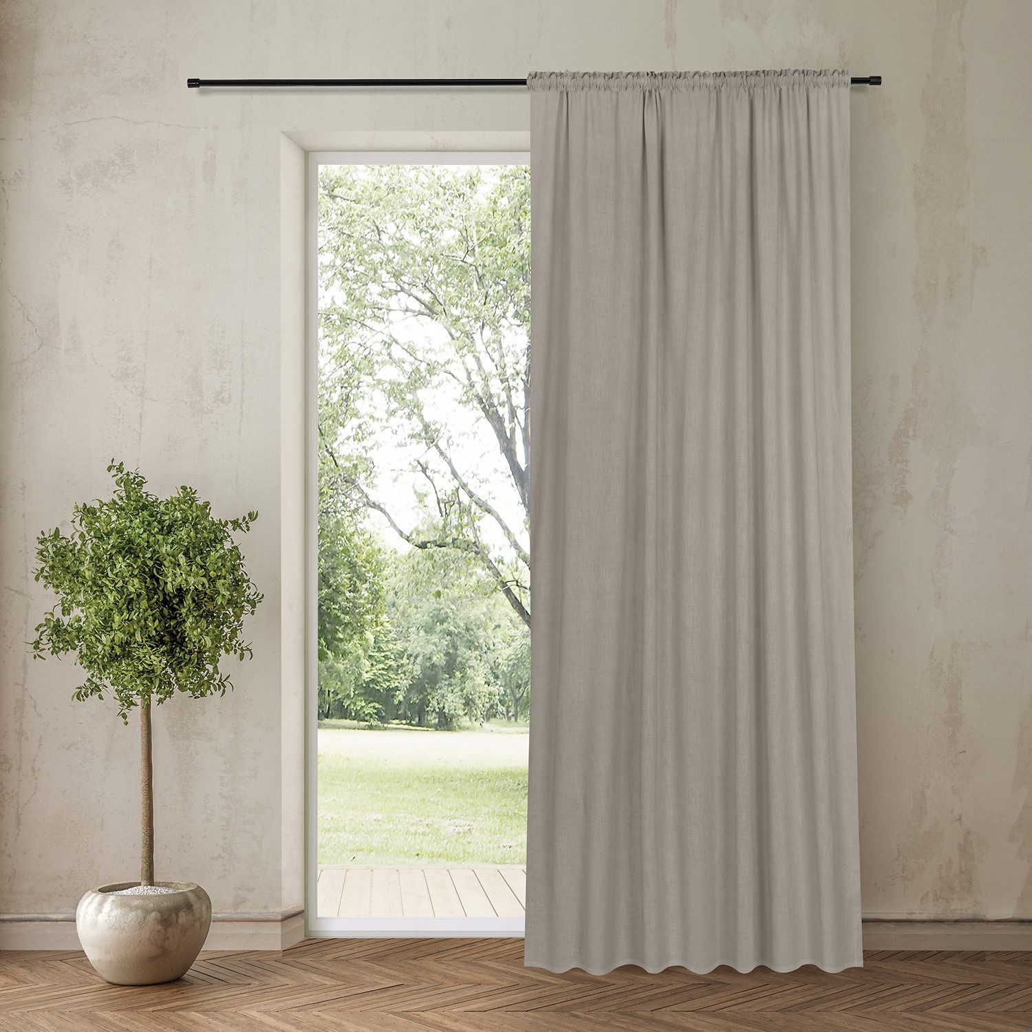 Gerster Vorhang Bio-Baumwolle/Leinen-Schal Uni, 140 x 270 cm, taupe (OCS) ( günstig online kaufen
