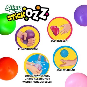 Tatoy® Spiel, Slimy StickOzz 4er Pack, 2 x Neon und 2 x GID Klebebälle zum überall Hinwerfen