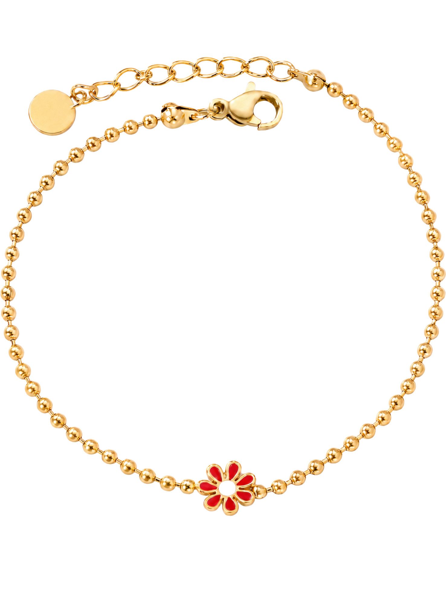 S&T Design Perlenarmband Damen Armband Blume Armschmuck Verstellbar Edelstahl Klein Flower Gold (14K vergoldet, 1-tlg., Aus langlebigem Edelstahl), Armband Schmuck als Geschenke für Damen Frauen Freundin Ehefrau Mutter