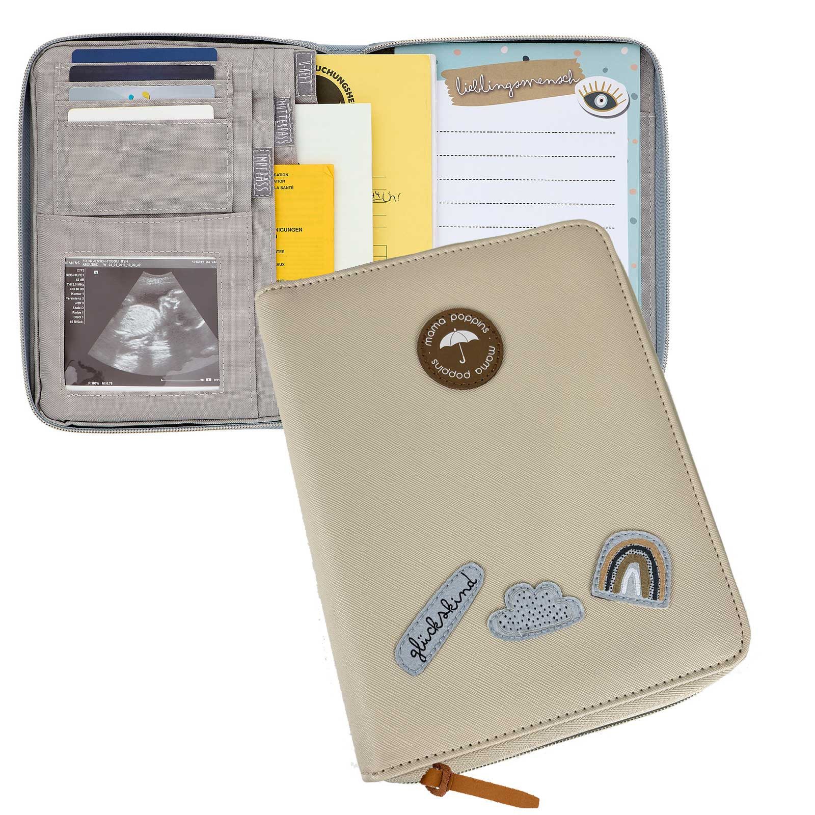Mama Poppins Germany Mutterpass-Hülle Mutterpasshülle, U-Heft und Impfpass Tasche/Organizer, inkl. Notizbuch
