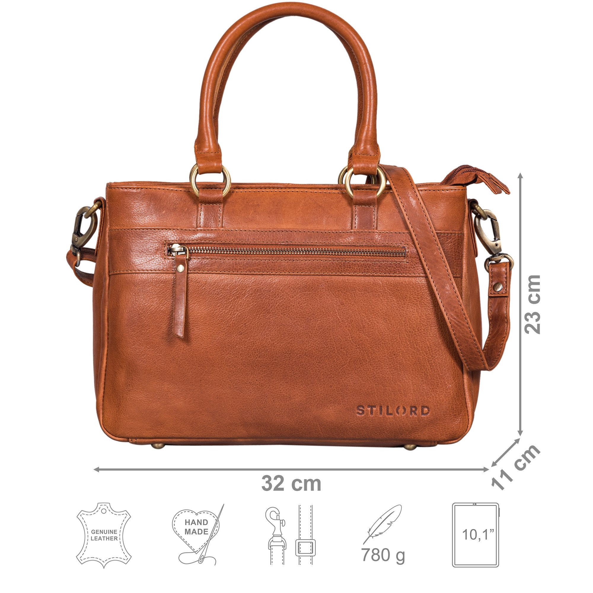 STILORD Handtasche "Frauke" Organisierte Leder Handtasche Damen Umhängetasche