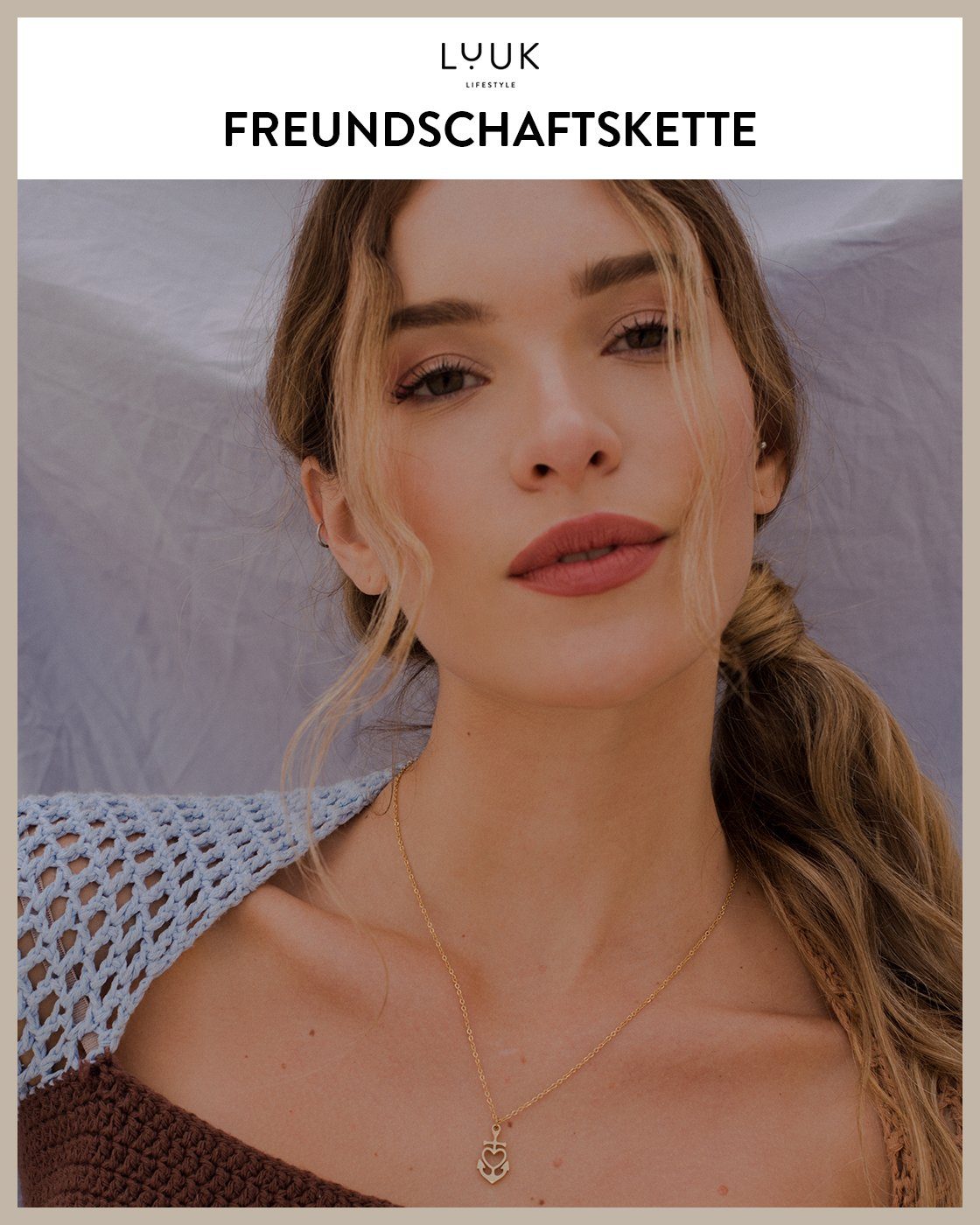 LUUK LIFESTYLE Freundschaftskette Herz-Anker, Herz und Anker Motiv, Freundschaftsgeschenk, Glücksbringer
