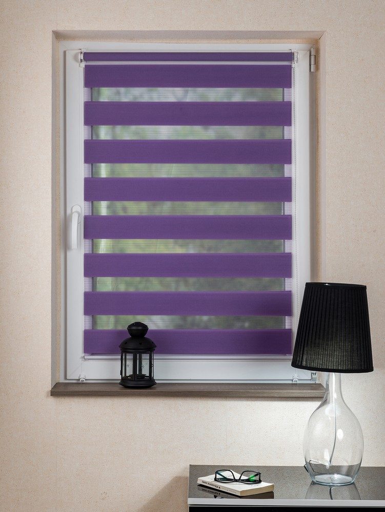 Doppelrollo, MDEKOR, Pflegeleichtes Rollo, stufenlos verstellbar, einfache Montage, Violett 42x150 cm