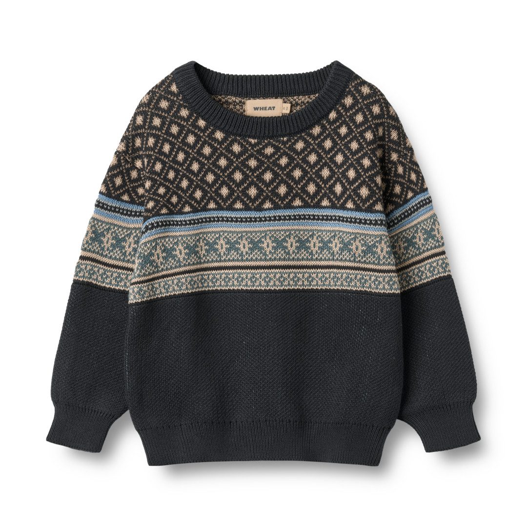 WHEAT Strickpullover Jacquard Pullover Julius Baumwolle, regular fit