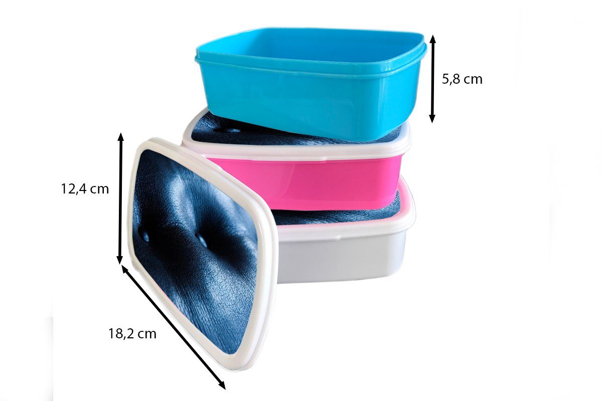 MuchoWow Lunchbox Kunststoff, Brotdose, für Mädchen Kinder Knöpfen, und Erwachsene, für Brotbox mit Jungs weiß (2-tlg), Lederstruktur und