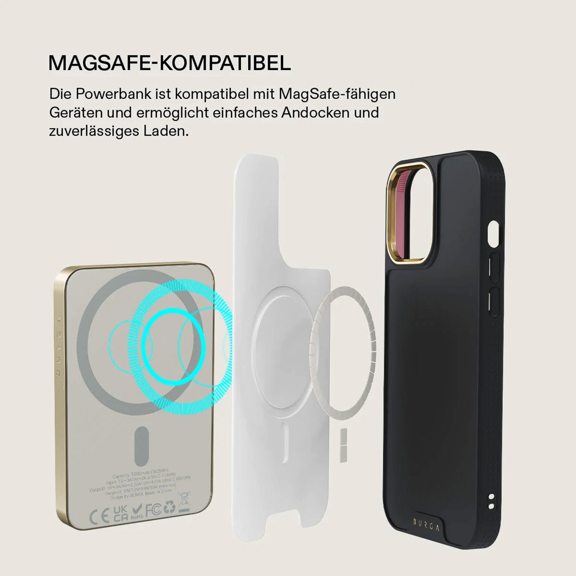 BURGA Burga Magnetische Powerbank 5.000 mAh - MagSafe und Qi2 - Sorry Busy / Powerbank (1 St)