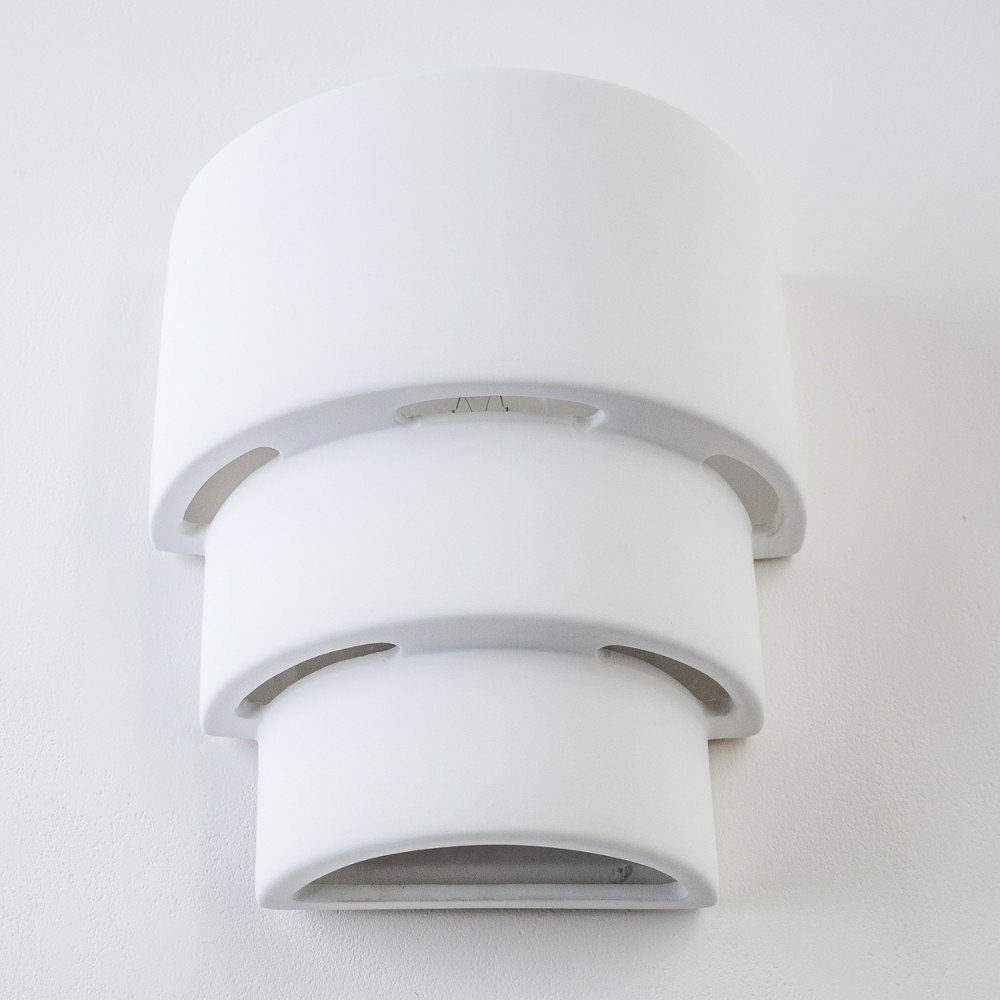 Keramik Weiß, ohne Farben hofstein Wandlampe Leuchtmittel, & handelsüblichen E27, Innen mit Up mit Wandleuchte bemalbar »Bionde« in Down-Effekt, aus