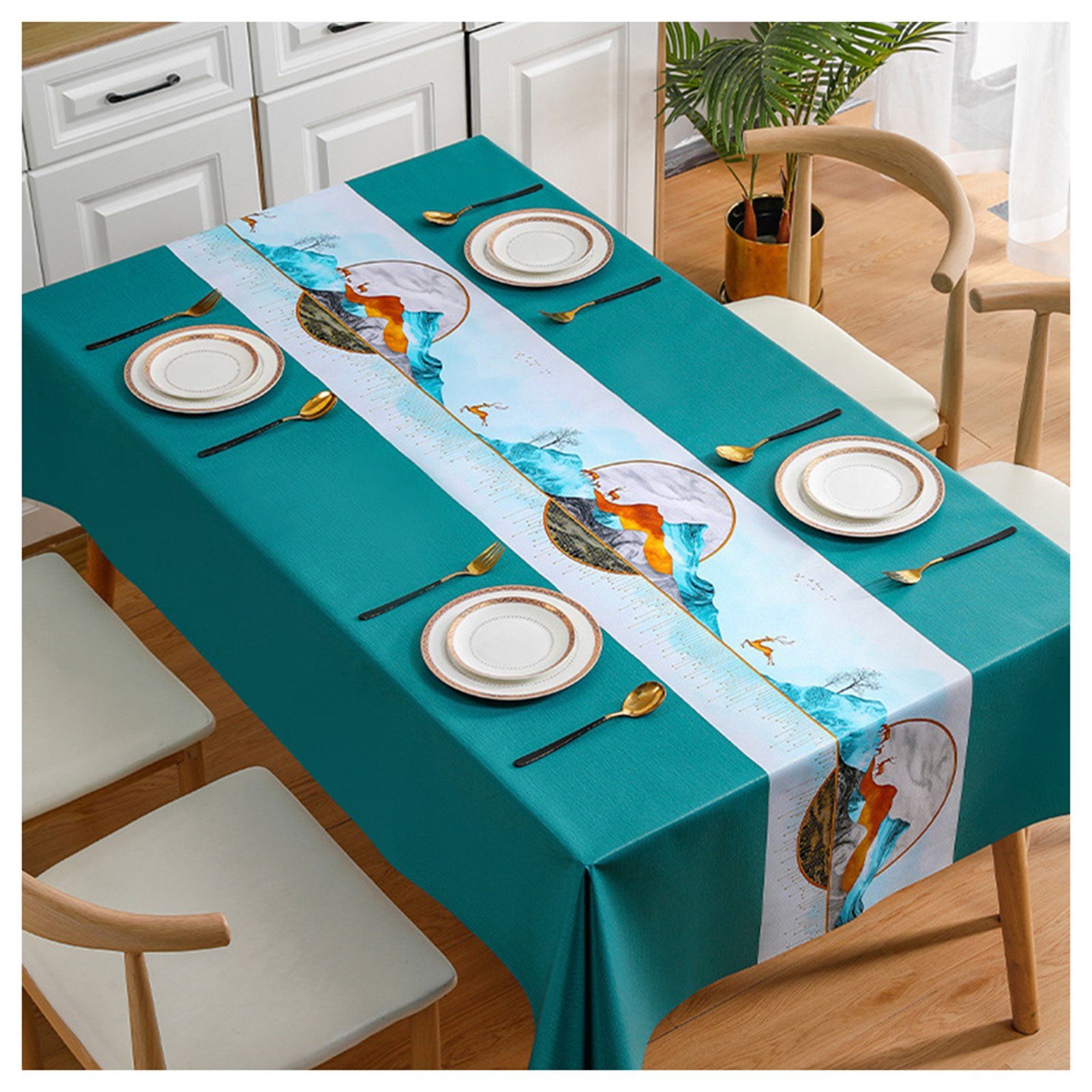 Blusmart Tischschonbezug PVC Tischdecke Druck Farbe Europäischen Stil Haushalt
