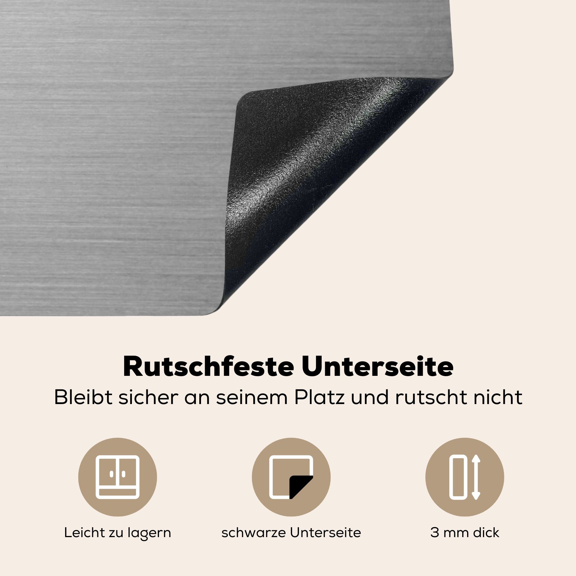 cm, (1 MuchoWow Ceranfeldabdeckung Schutz Induktionskochfeld tlg), für Metallischer Hintergrund, Herdblende-/Abdeckplatte Vinyl, 81x52 küche, die