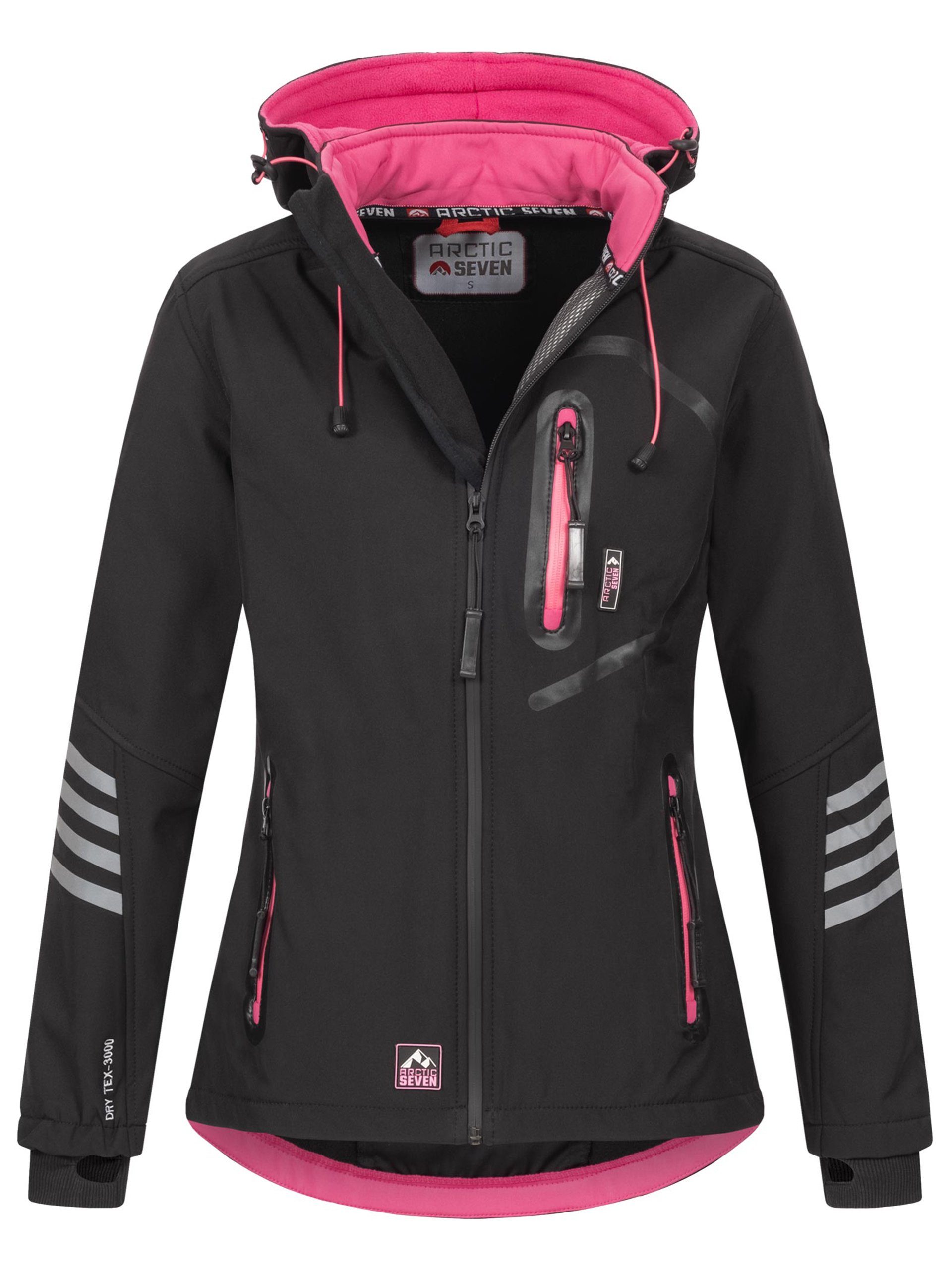 Arctic Seven Softshelljacke ASNicolia funktionale Outdoorjacke mit abnehmbarer Kapuze