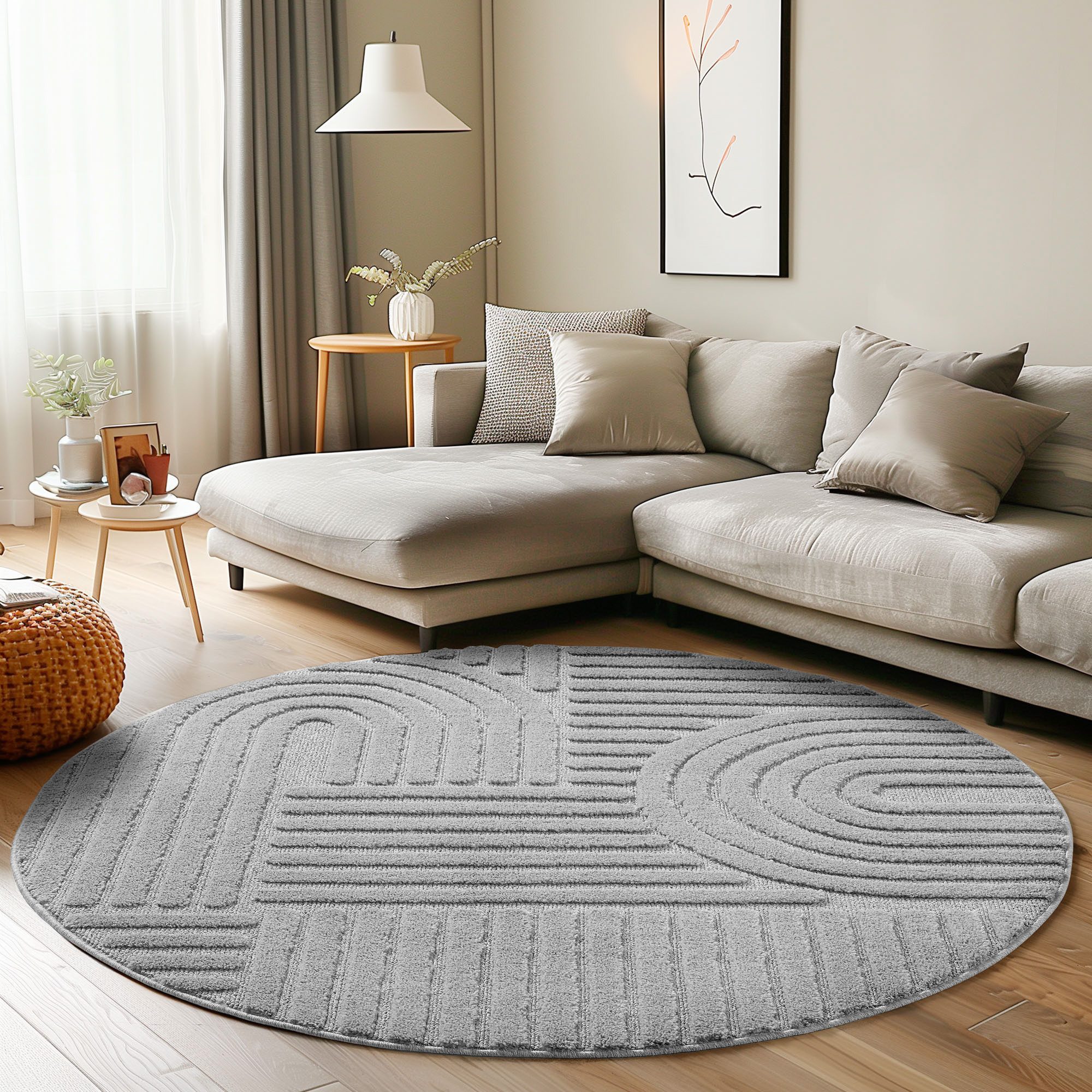 Carpettex Designteppich Skandinavischer Boho, Rund, Höhe: 8 mm, Teppich Woh günstig online kaufen