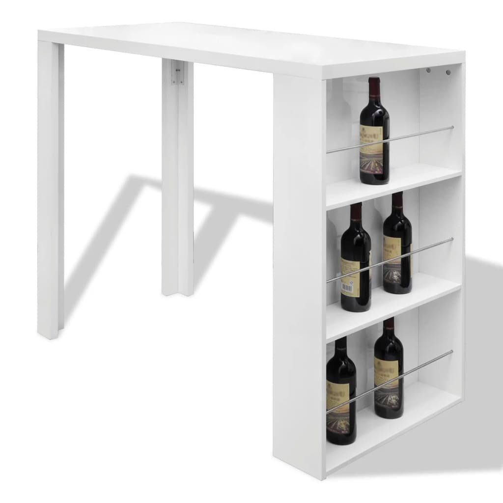 furnicato Bartisch mit Weinregal MDF Hochglanz Weiß (1-St)