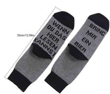 Alster Herz Freizeitsocken 2 Paar Wenn Du Das Lesen Kannst Bring Mir Bier Lustig Socken A0208 (2-Paar) lustige Socken