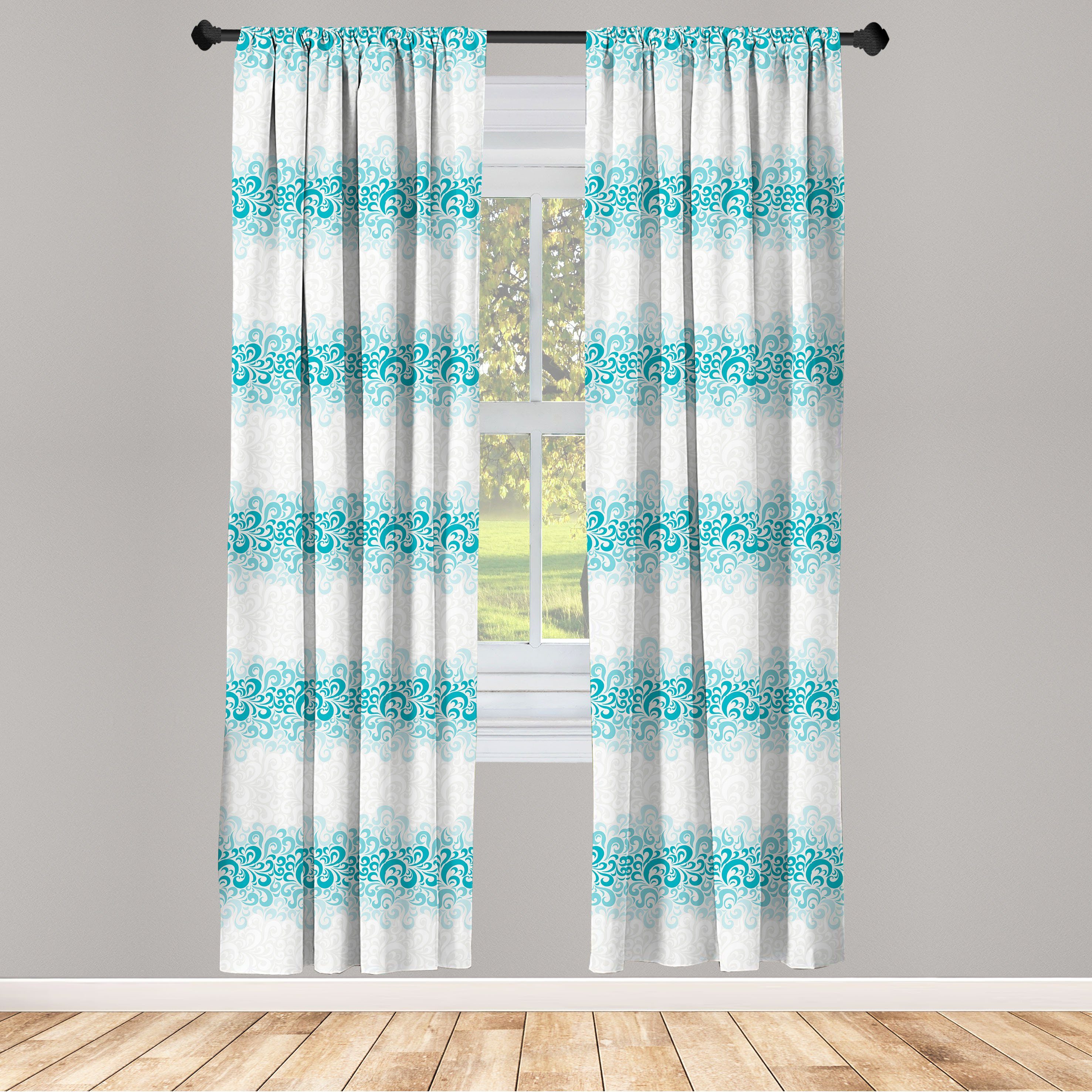 Gardine Vorhang für Wohnzimmer Schlafzimmer Dekor, Abakuhaus, Microfaser, Abstrakt Floral klassischer Entwurf