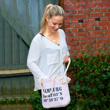 Sonia Originelli Umhängetasche XS Shopper "Rügen" Shopper Tasche Koordinaten, kleine Innentasche mit Reißverschluss