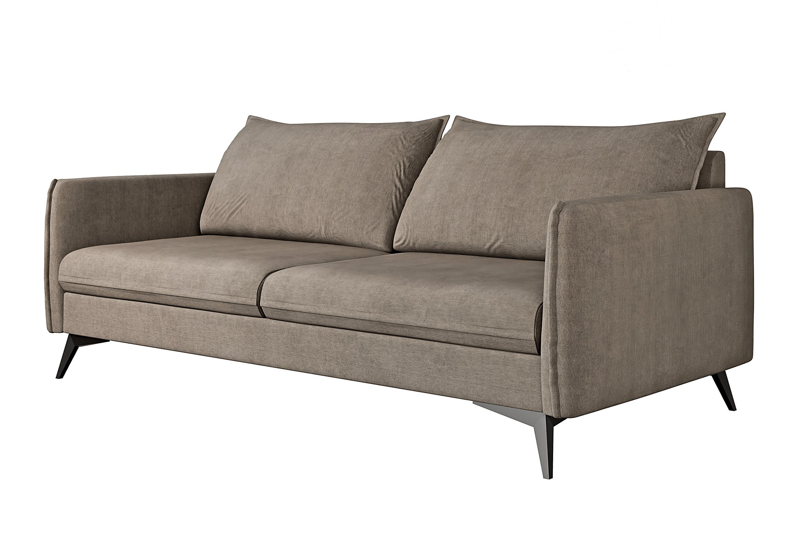 Schwarz Sofa mit Wellenfederung Dunkelbeige Modernes Metall Füßen, Möbel mit 3-Sitzer Azalea S-Style