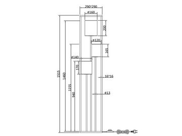 meineWunschleuchte LED Stehlampe, Dimmfunktion, LED wechselbar, warmweiß, dimmbar über Schalter ausgefallen Landhaus Stil Lampenschirme Stoff