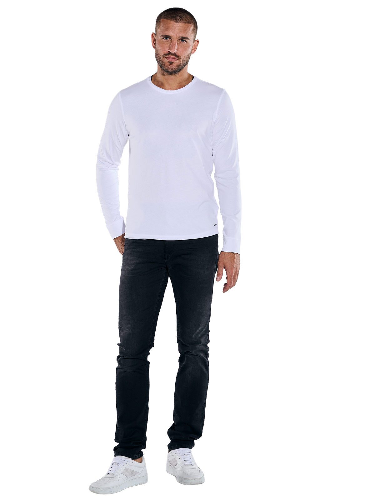 emilio adani Langarmshirt Herren Langarmshirt "My Favorite", Reinweiss – Bild 3 von 5