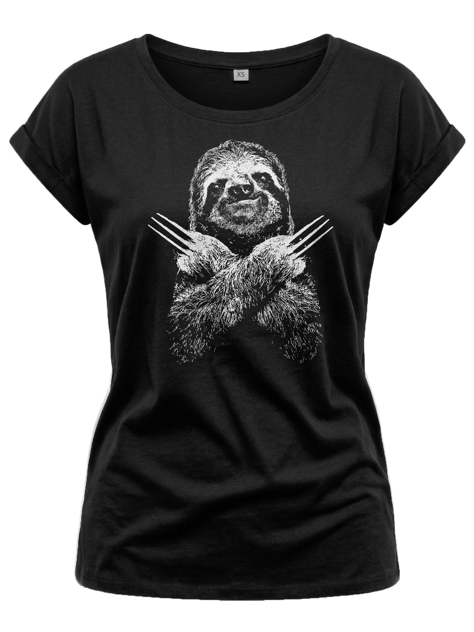 MAKAYA Print-Shirt Damen Top Tiermotiv Faultier Lustig Ausgefallen Cool Aufdruck Witzig große Größen