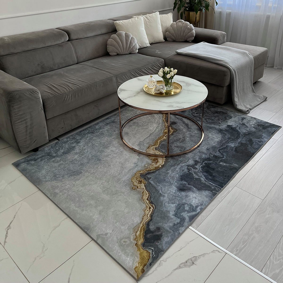 Mazovia Designteppich Modern Teppich für Wohnzimmer, Schlafzimmer, Esszimmer, 80 x 150 cm, Kurflor, Waschbar in Waschmaschine, Höhe 5 mm, Rutschfest – Bild 2 von 5