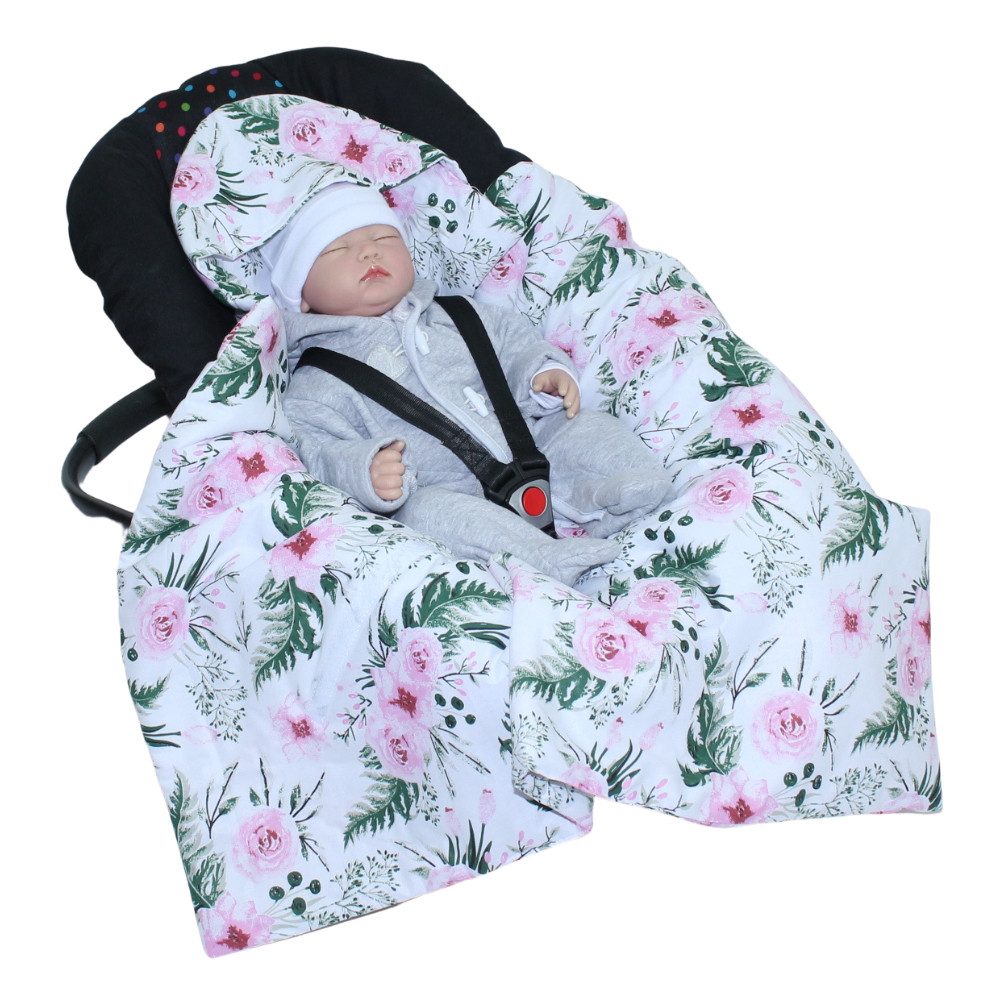Einschlagdecke Baby Decke Baumwolle mit Kapuze für Babyschale Kindersitz, Primawela