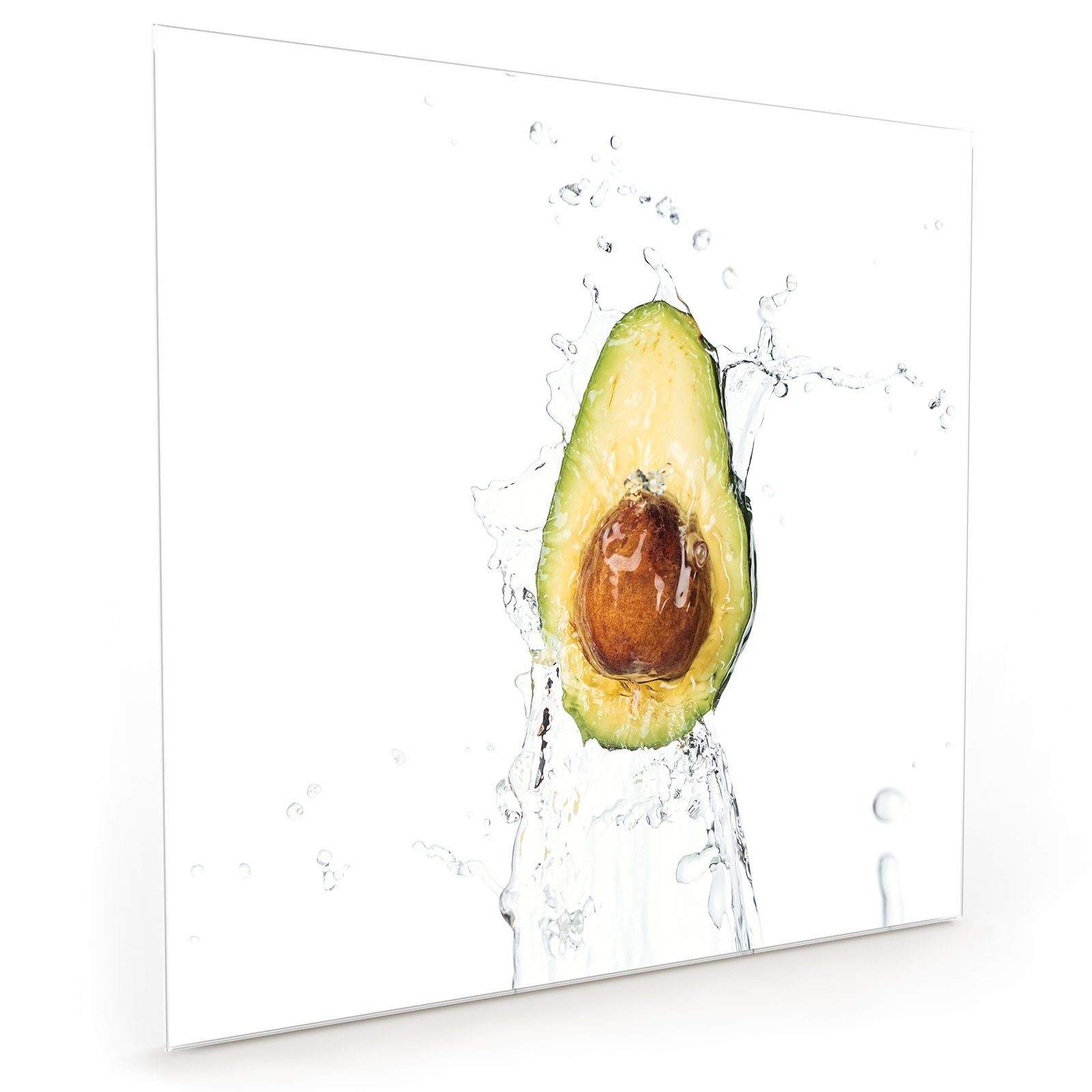 Primedeco Küchenrückwand Küchenrückwand Spritzschutz Glas mit Motiv Avocado im Wassersplash