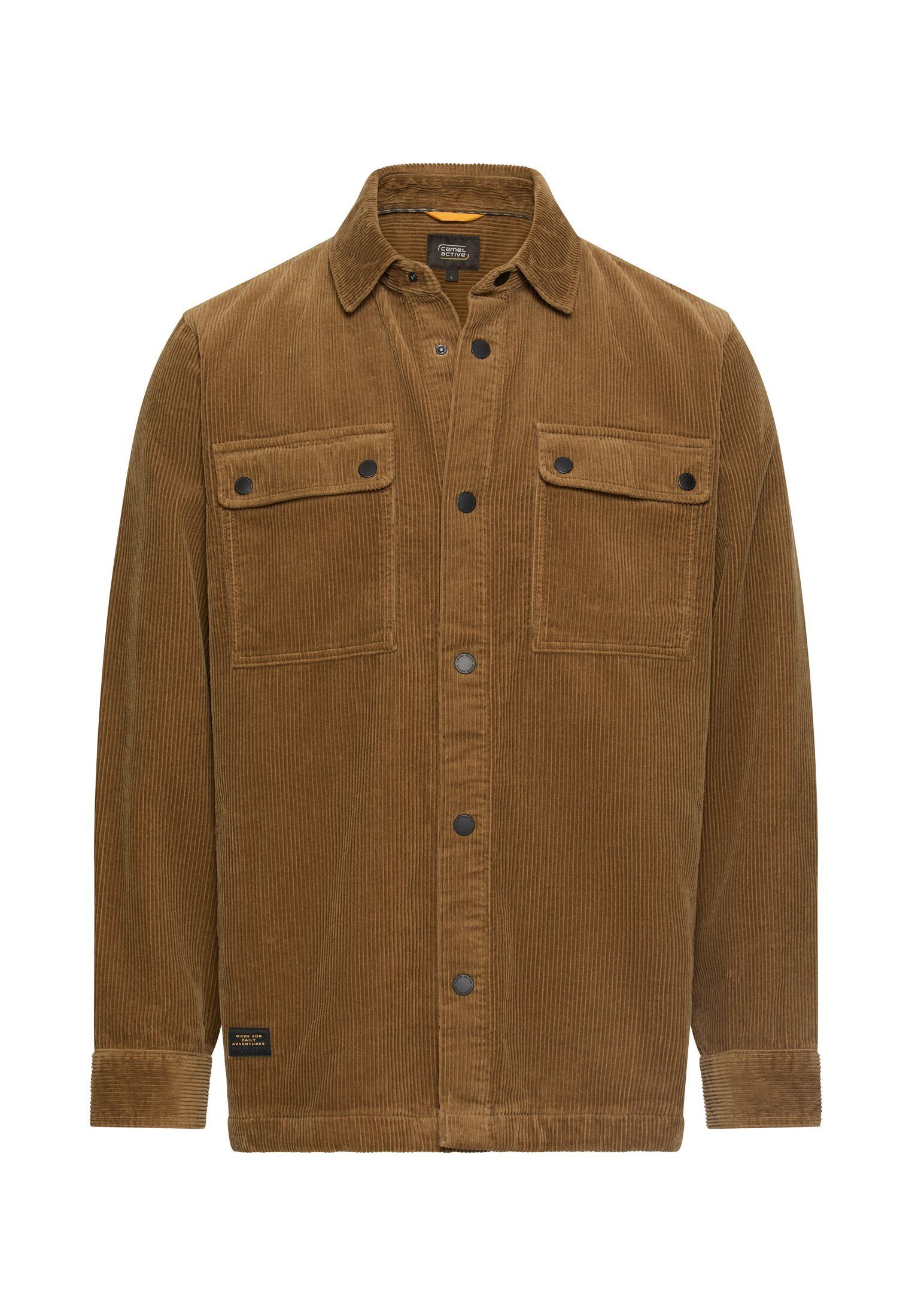 camel active Hemdjacke aus 100% Baumwolle Langarm Markenlogo