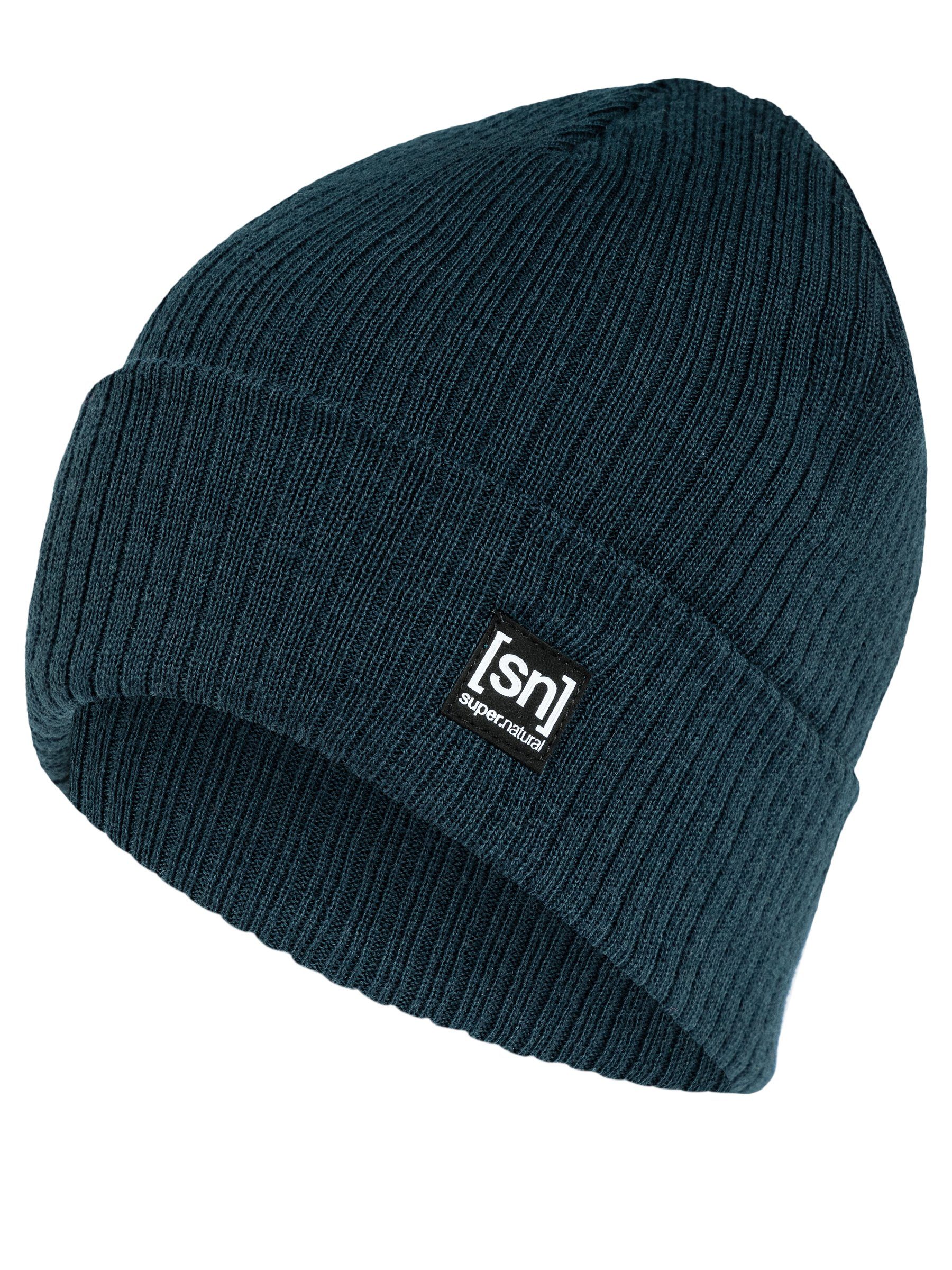 SUPER.NATURAL Beanie für Herren, aus Merino RIFFLER BEANIE funktioneller Merino-Materialmix