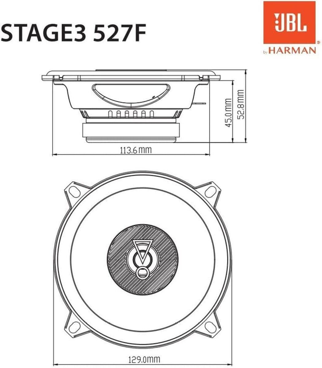 JBL Stage3 527F 2-Wege 13cm Koax Lautsprecher Auto-Lautsprecher (40 W)