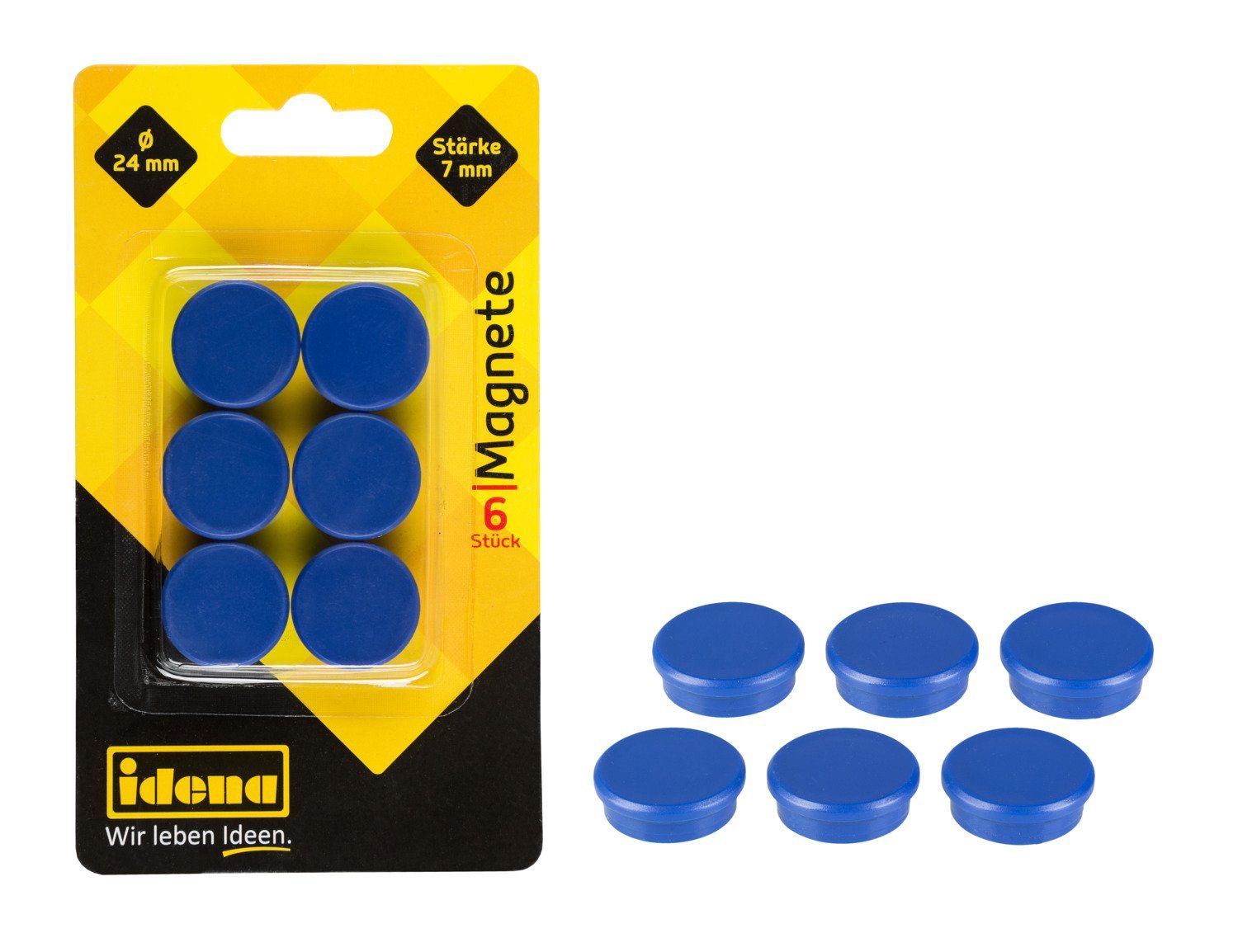 Idena Magnet Idena Magnete Stärke 7mm rund blau Ø2,4cm 6 Stück