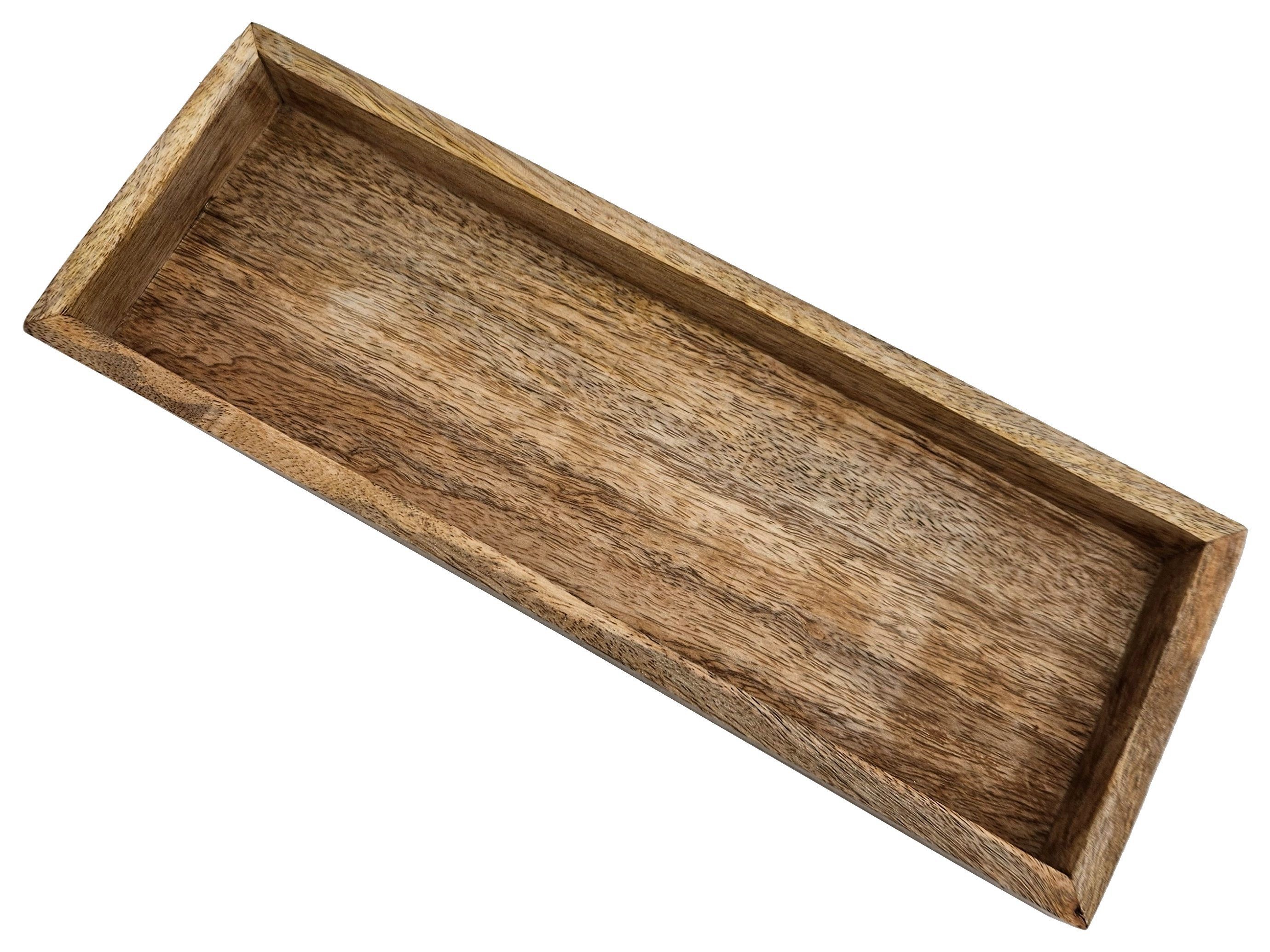 cm Meinposten Holztablett Tablett Holz Serviertablett St) Mangoholz Dekotablett (1 34x12