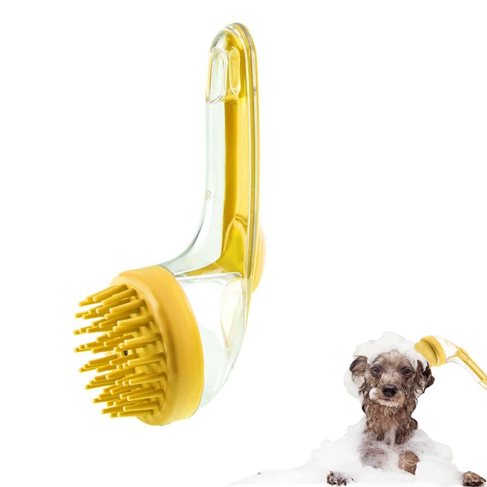 Ledander Fellbürste 2-in-1 Hundebadebürste Hundeshampoo Bürste,Schaum Bürste, mit integriertem Shampoo-Spender,Aufhängbare Haustier-Badebürste