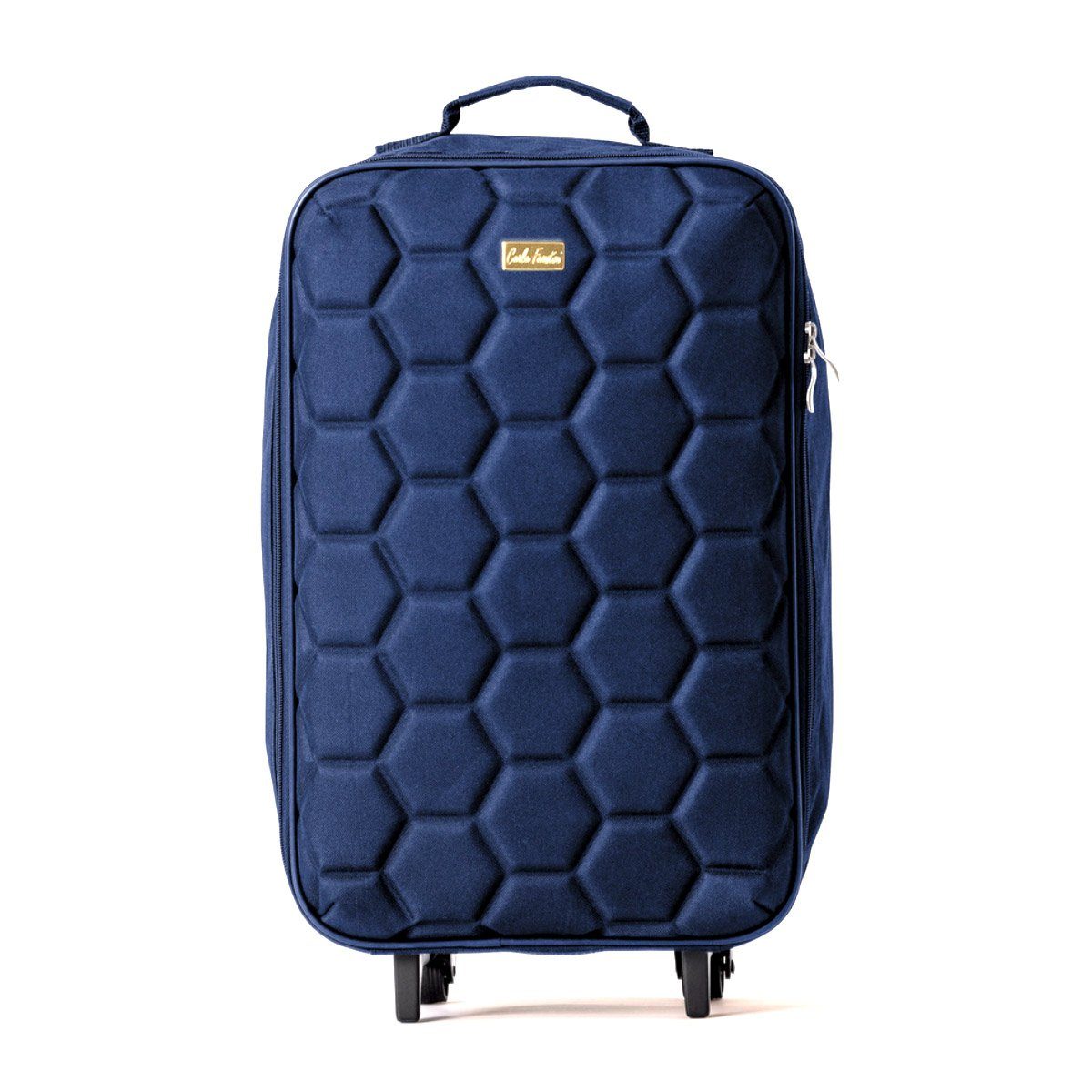 Carla Faustini Handgepäck-Trolley Reisekoffer Trolley Stoffkoffer Rollkoffer Handgepäck, 2 Rollen, Dunkelblau 46 x 32 x 16 cm