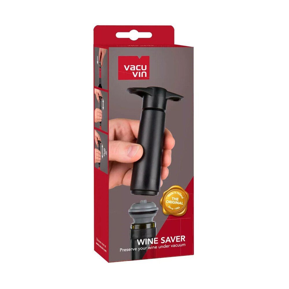 VACUVIN Verschlussstopfen Wine Saver Vakuum-Set 3-tlg. schwarz, (Set, 3-tlg), Wine Saver Vakuum-Set, 3-tlg., schwarz