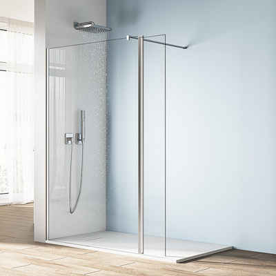 SONNI Duschwand Walk-In Duschwand mit schwenkbare Seitenwand, 70cm-120cm, Einscheibensicherheitsglas (ESG) mit Nano Beschichtung, mit Nano Beschichtung, mit Verstellbereich, Höhe 200cm