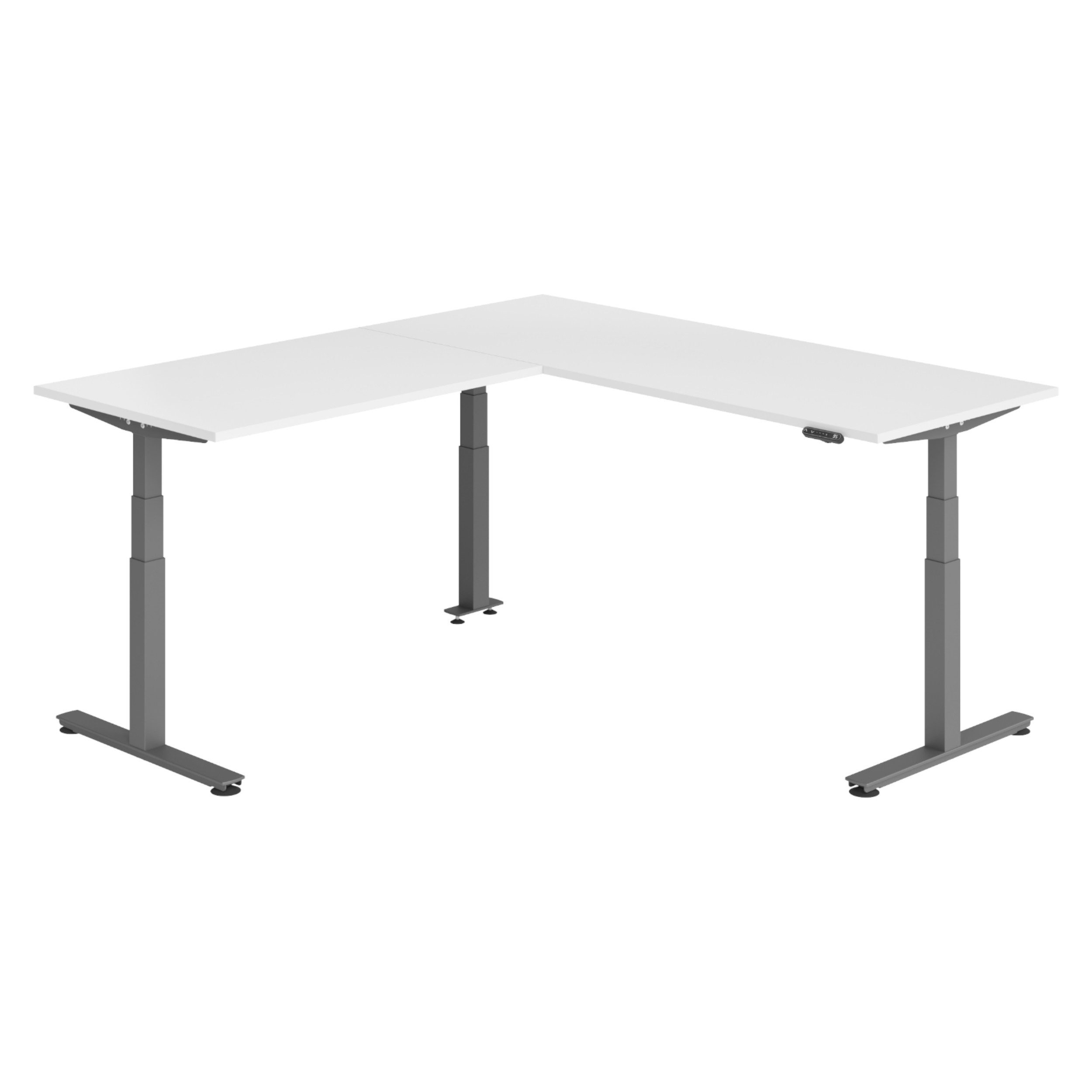 bümö Schreibtisch Eckschreibtisch XDSMW, Eckform: 200 x 220 cm - Dekor: Weiß