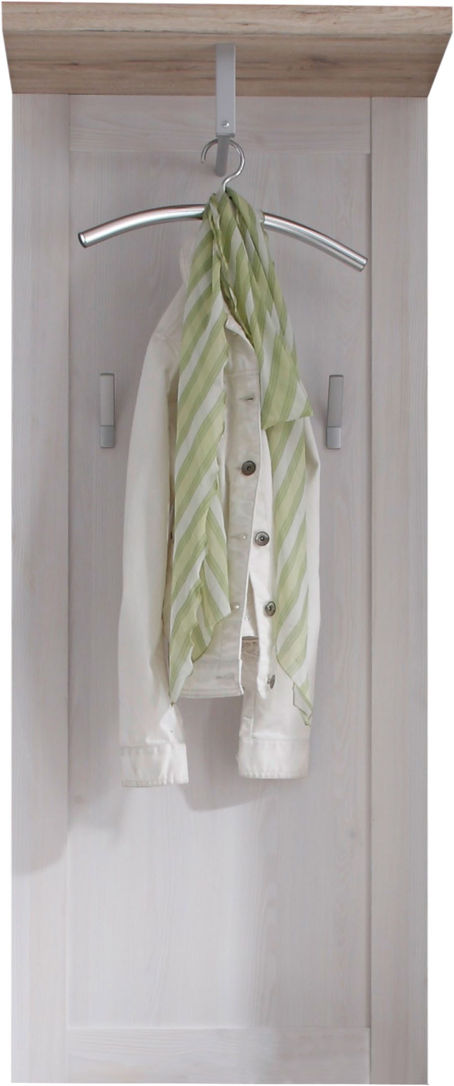 HBZ Garderobenpaneel Romance im Landhausstil,BxHxT 59x143x30 cm (1 St), Landhausstil, Paneel mit 3 Kleiderhaken, 1 Kleiderstange